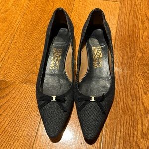 Denim pointed toe flats